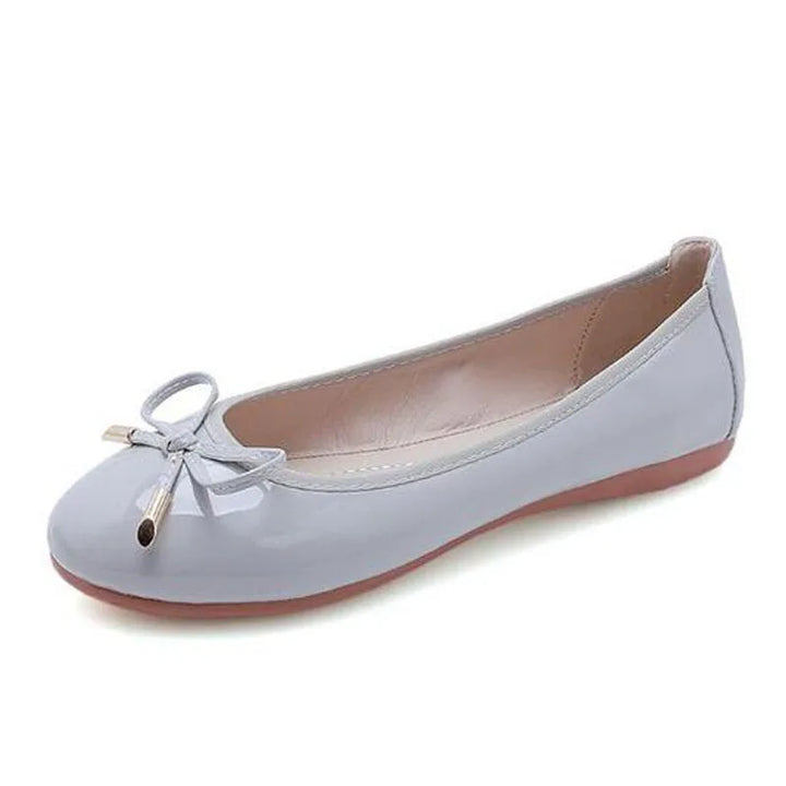 Ladies Loafers Shoes Bowtie Flats Patent Leather Loafers Women Round Toe Roll-Up Shoes Woman Bridesmaid Flats Large Size Zapatos