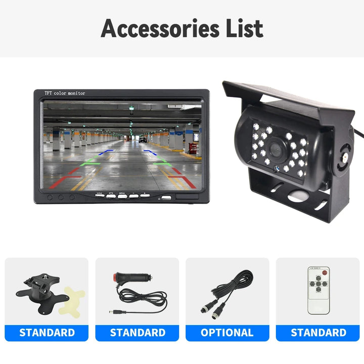 Backup Camera 7" HD TFT LCD Vehicle Rear View Monitor Waterproof Back Up Camera Night Vision for Truck RV