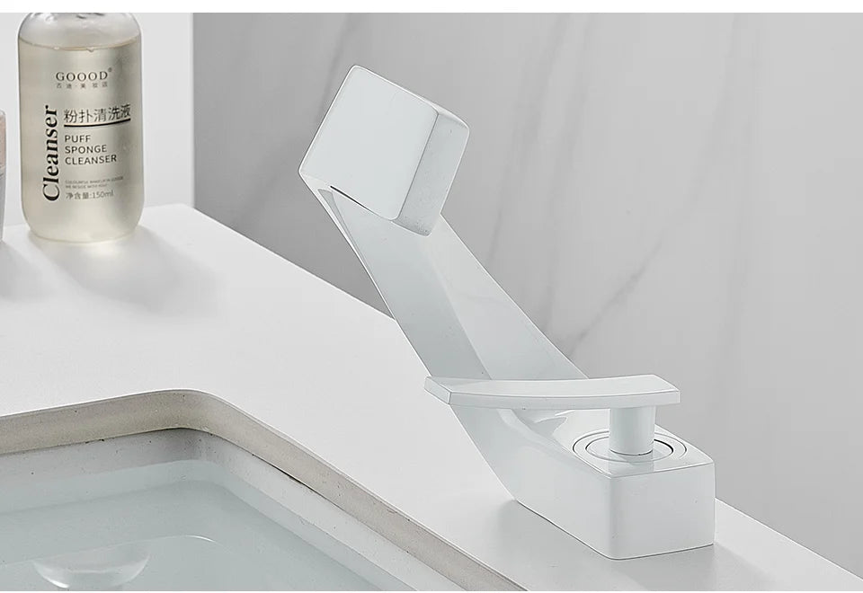 Bathroom Deck Mounted Basin Sink Tap Single Hole Water Tap Hot and Cold Mixer faucet