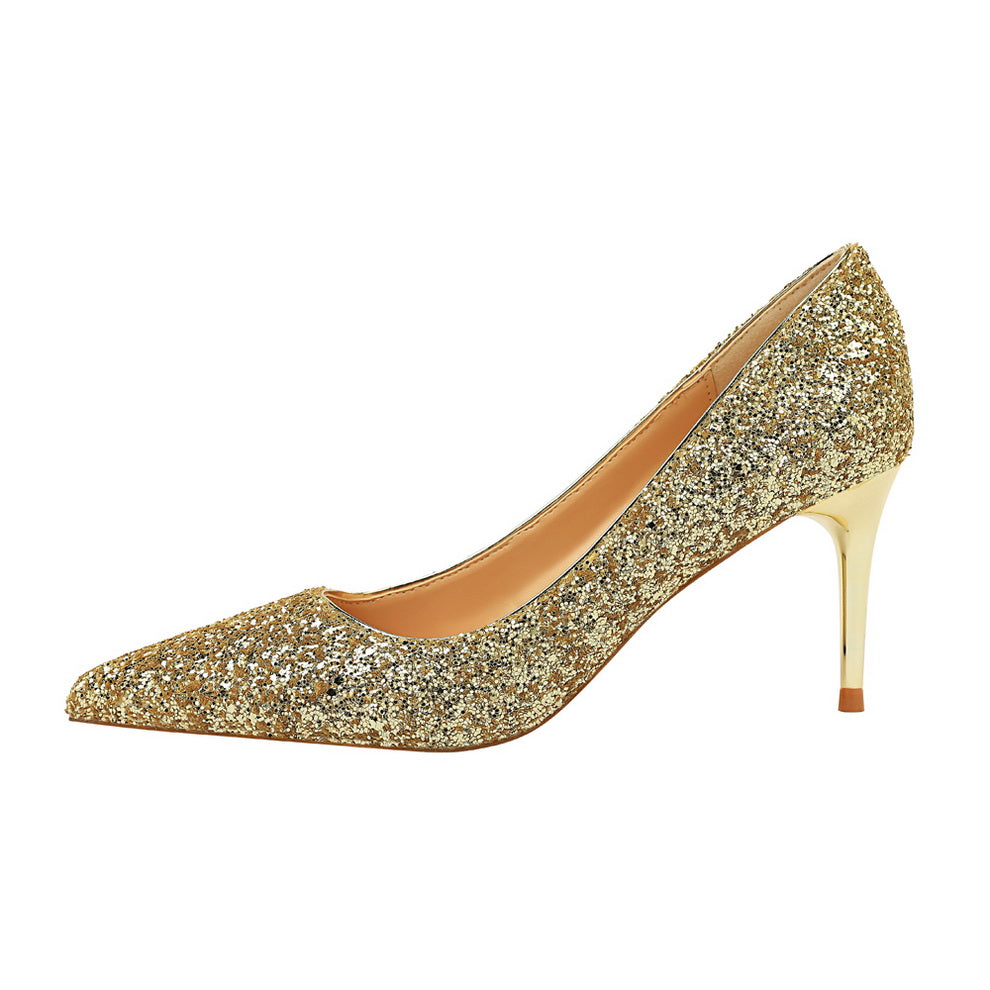 Women 7cm 9.5cm High Heels Bling Pumps Sparkly Heels
