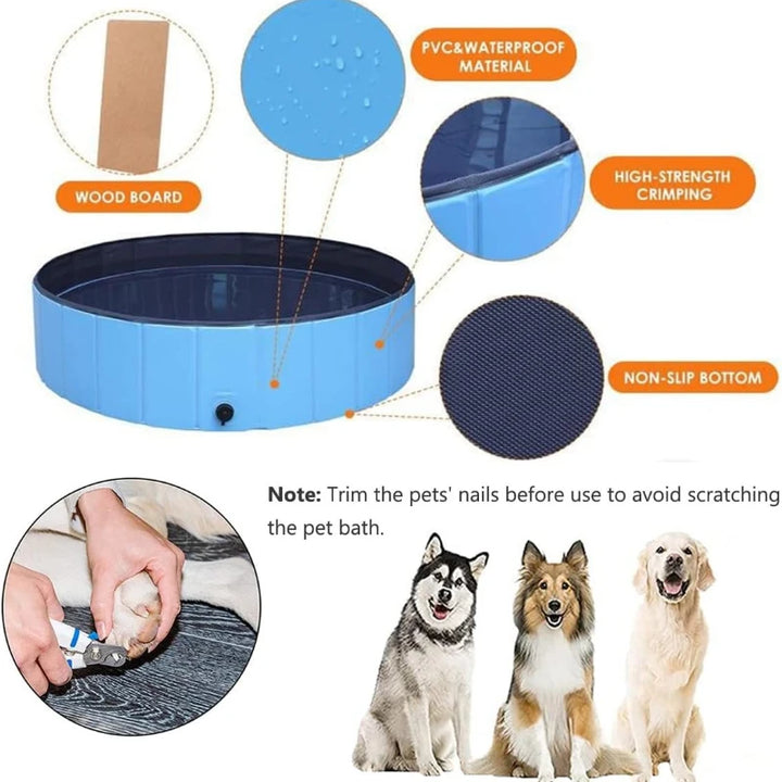 Foldable Bath Tub for Dogs & Cats – 48 Inch Collapsible Pet Pool with Quick-Drain Design, Durable PVC for Puppies/Kids