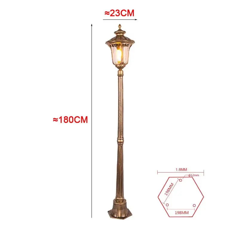 (≈ 1.8M) Outdoor Lawn Lamp European Waterproof Garden Lawn Lamp Outdoor Led  Single Aisle High Pole Street Lamp