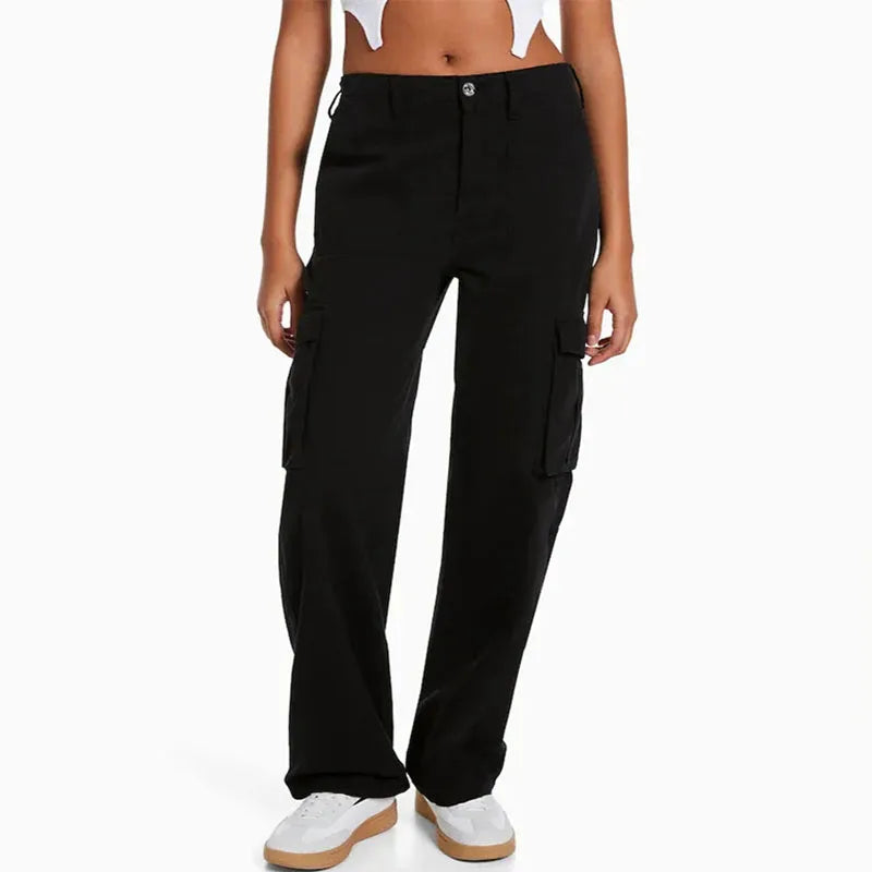 Women Cargo Pants Solid Color Spring Summer Harajuku Oversized Streetwear Hip Hop Wide Leg Trousers Joggers Baggy Sweatpants