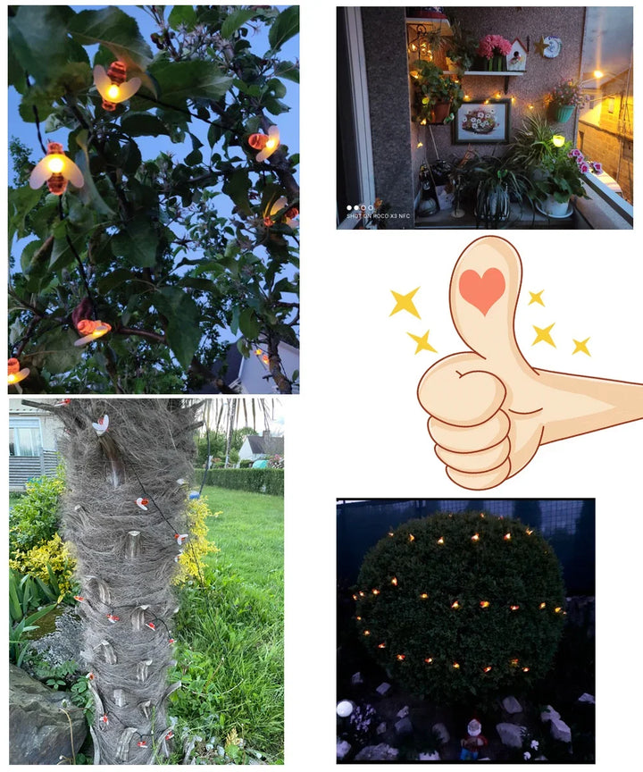 Solar Bee LED String Lights Outdoor Holiday Party Lighting Night Lamp for Garden