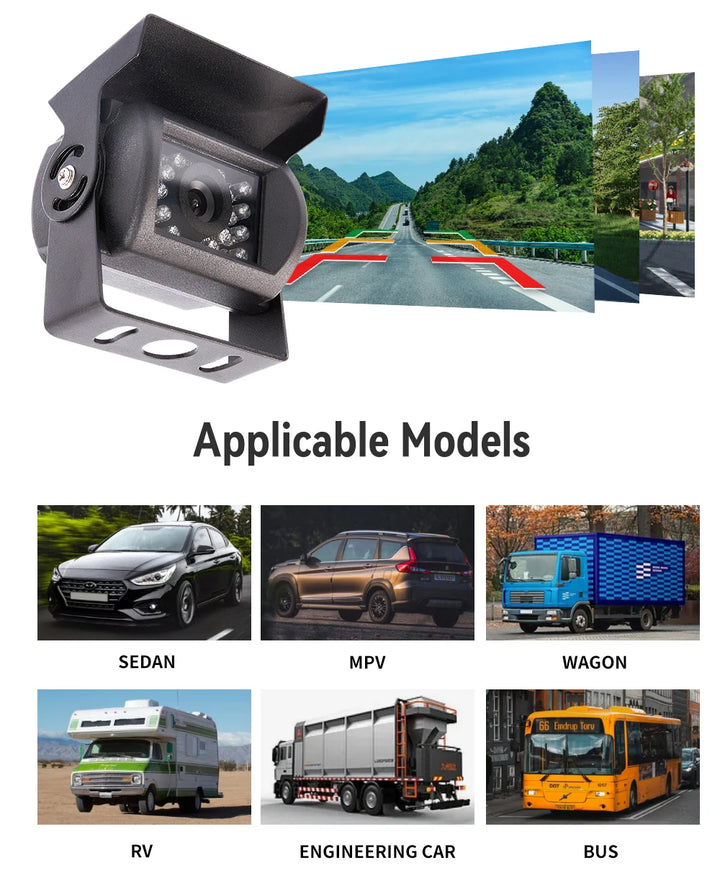 MJDOUD 7 Inch Car Rear View Camera Monitor for Truck Parking Display 9-36V HD Reversing Camera with Screen 1024*600 Universal