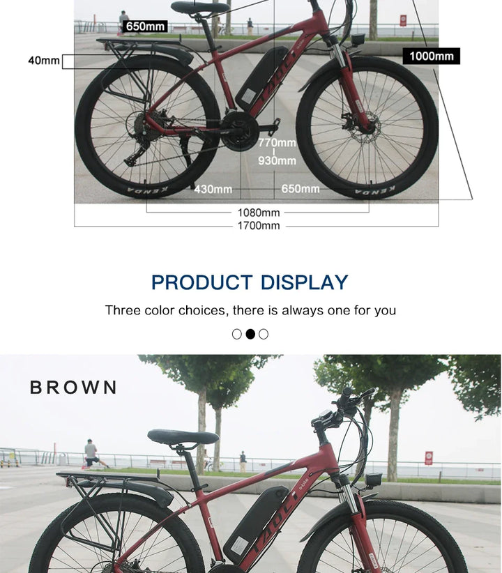 AKEZ Electric Bicycle 36V13AH Lithium Battery 350W Brushless motor Adult E-Bike 26Inch Thin tire Urban Commuting Electric Bike