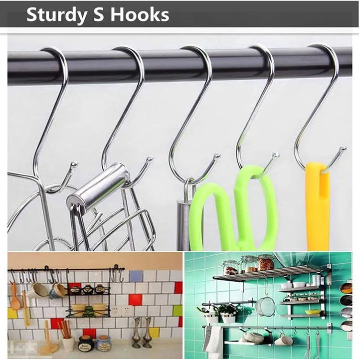 5/10Pcs Stainless Steel S-Shape Hook Multi-function Railing Hanger Clasp Holder Bedroom Kitchen Bathroom Hanging Storage Tools