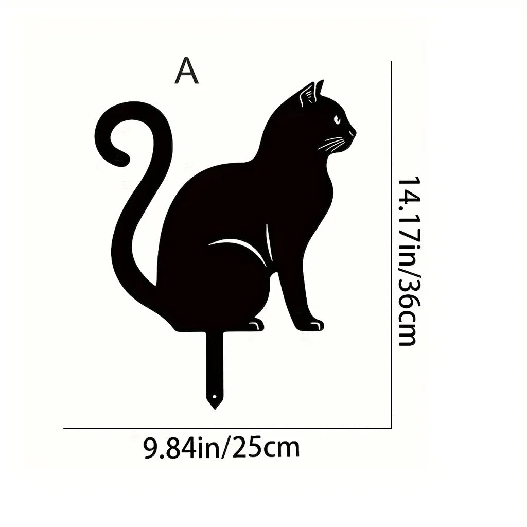 Charming Cat Family Garden Stakes – Decorative Cute Cat Silhouette,