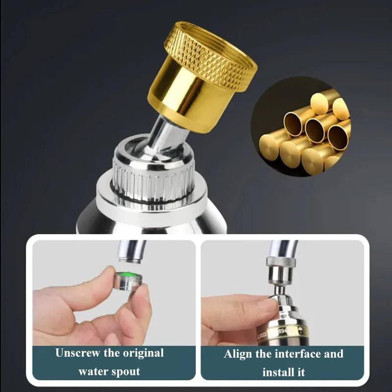 Faucet Splash-proof Gold Edge Half-copper Universal Extension Tube Kitchen Extension Shower Bubbler Booster Water Nozzle