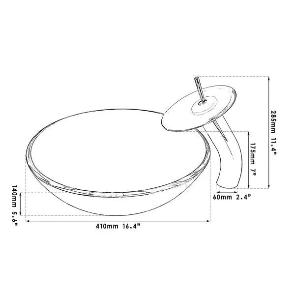 MONITE Tempered Glass Bathroom Sink Set Hand-Painted Art Basin Combine Round Waterfall Bowl Basin Faucet Multiple Styles
