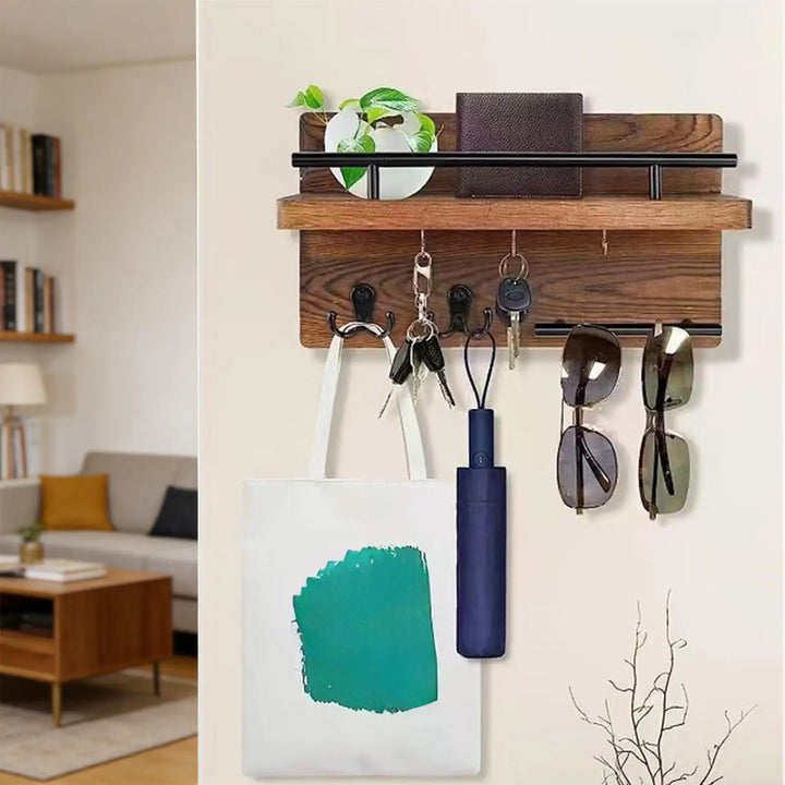Key Holder for Entrance Wall Mount Wooden Retro Decorative Hanger  Wall Mounted Mail Organizer with Shelf for Coat Mail Entryway