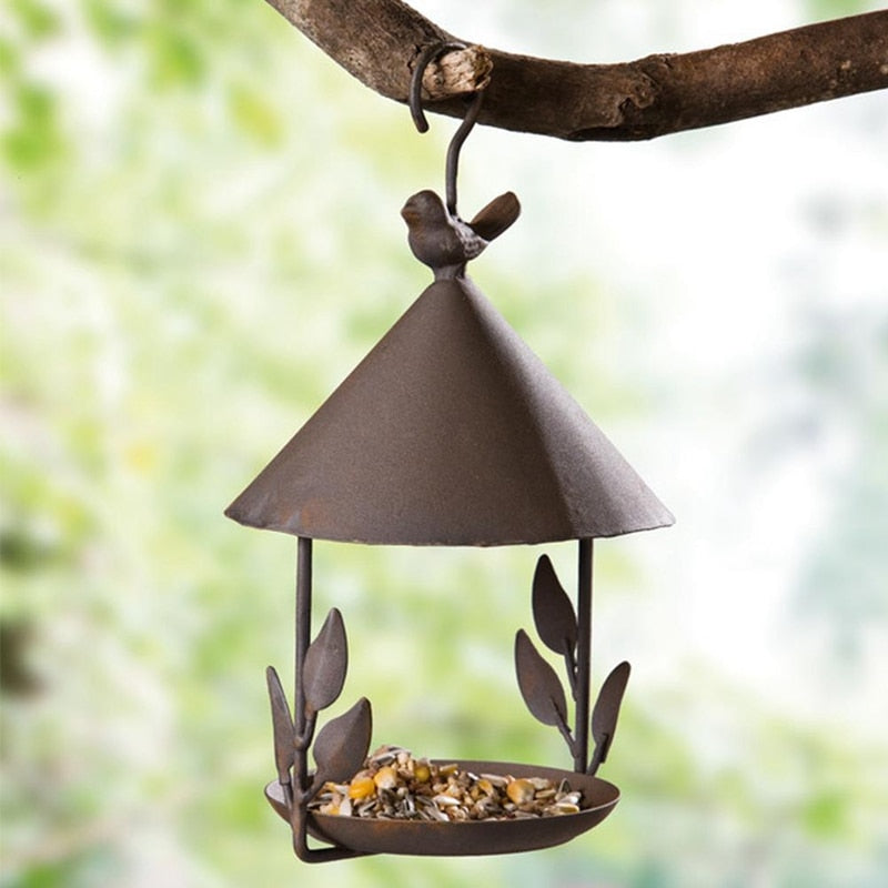 Iron Bird Feeder Rainproof Windproof Hanging Style