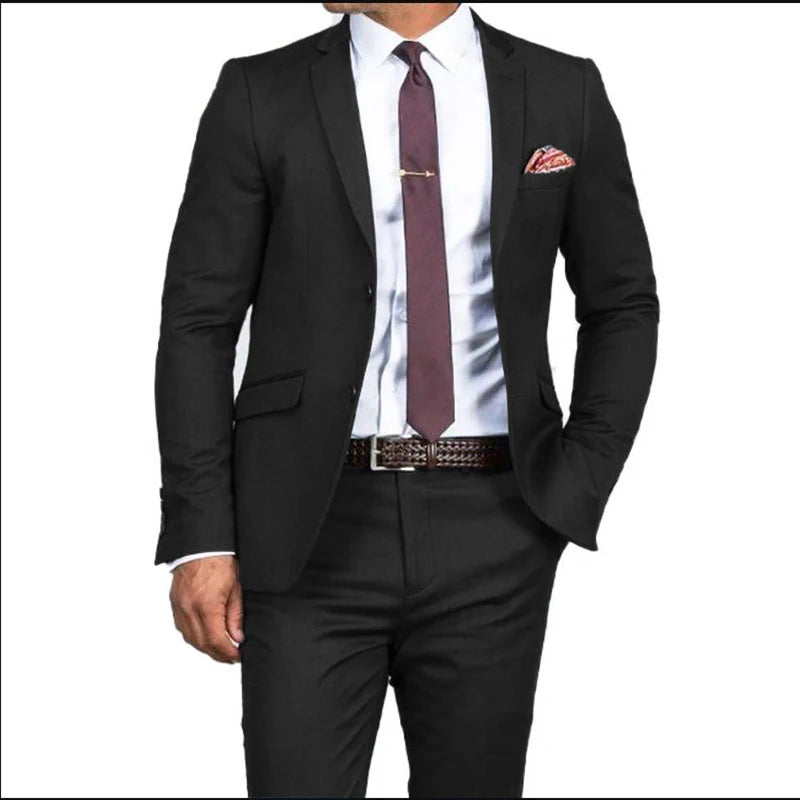 Men's Formal Fit Single breasted Elegant man suit Customized  Casual Business Office Jacket Set of Two Comfortable