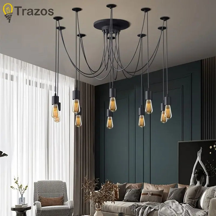 Simple Chandelier Restaurant Clothing Shop Industrial Wind Multi-head Spider Light