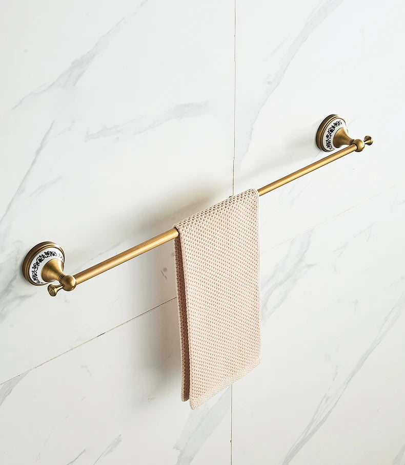 Antique Bronze Bathroom Hardware Set Adjustable Towel Rack Toilet Paper Holder Robe Hook EL2001A