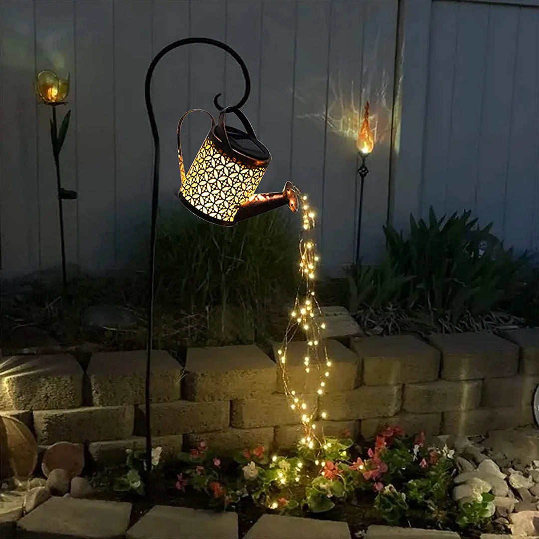 Solar Watering Can Light Hanging Kettle Lantern Light Waterproof Garden Decor
