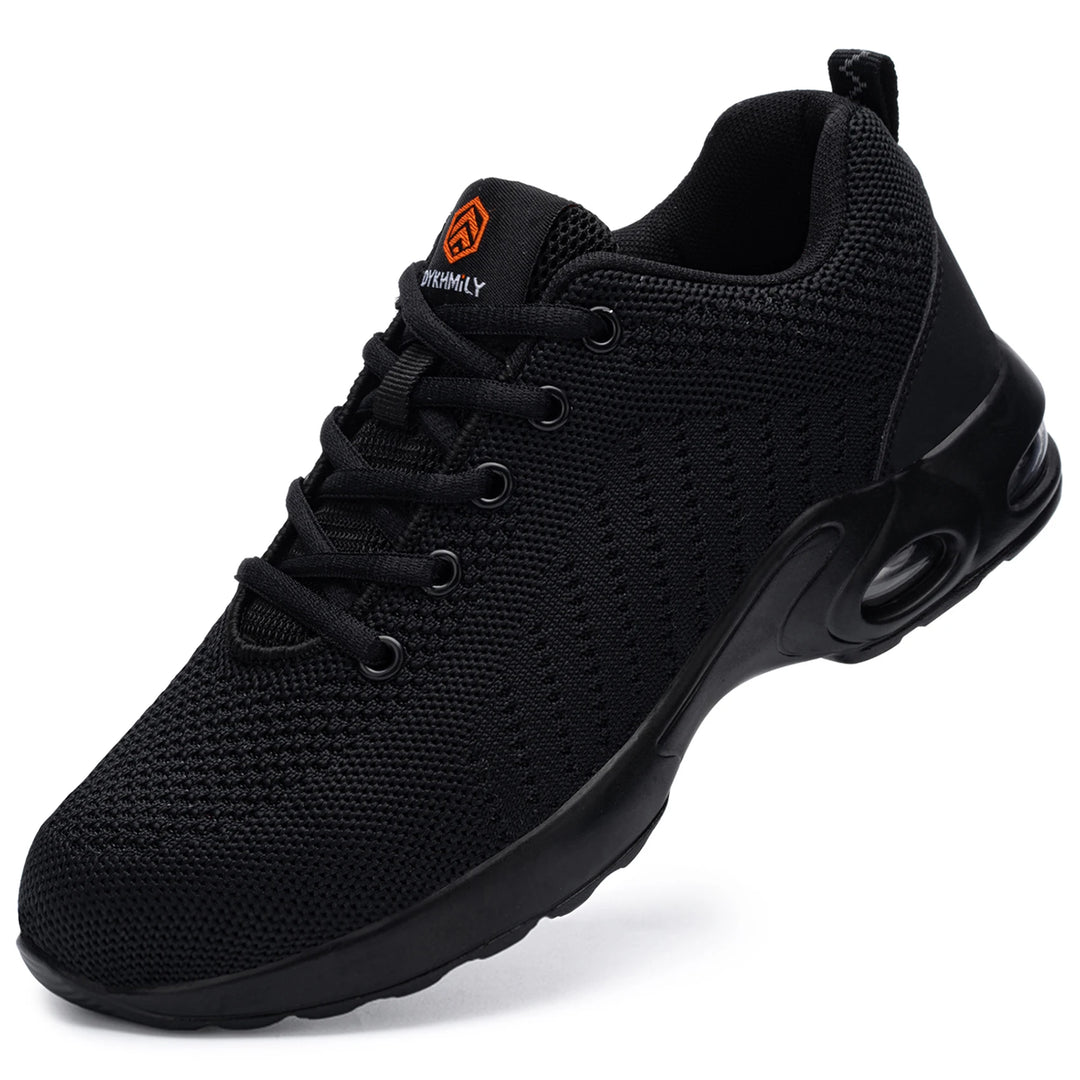 LARNMERM Safety Shoes for Women Air Cushion Work Boots Shoe Breathable Lightweight Steel Toe Shock Absorption Shoes