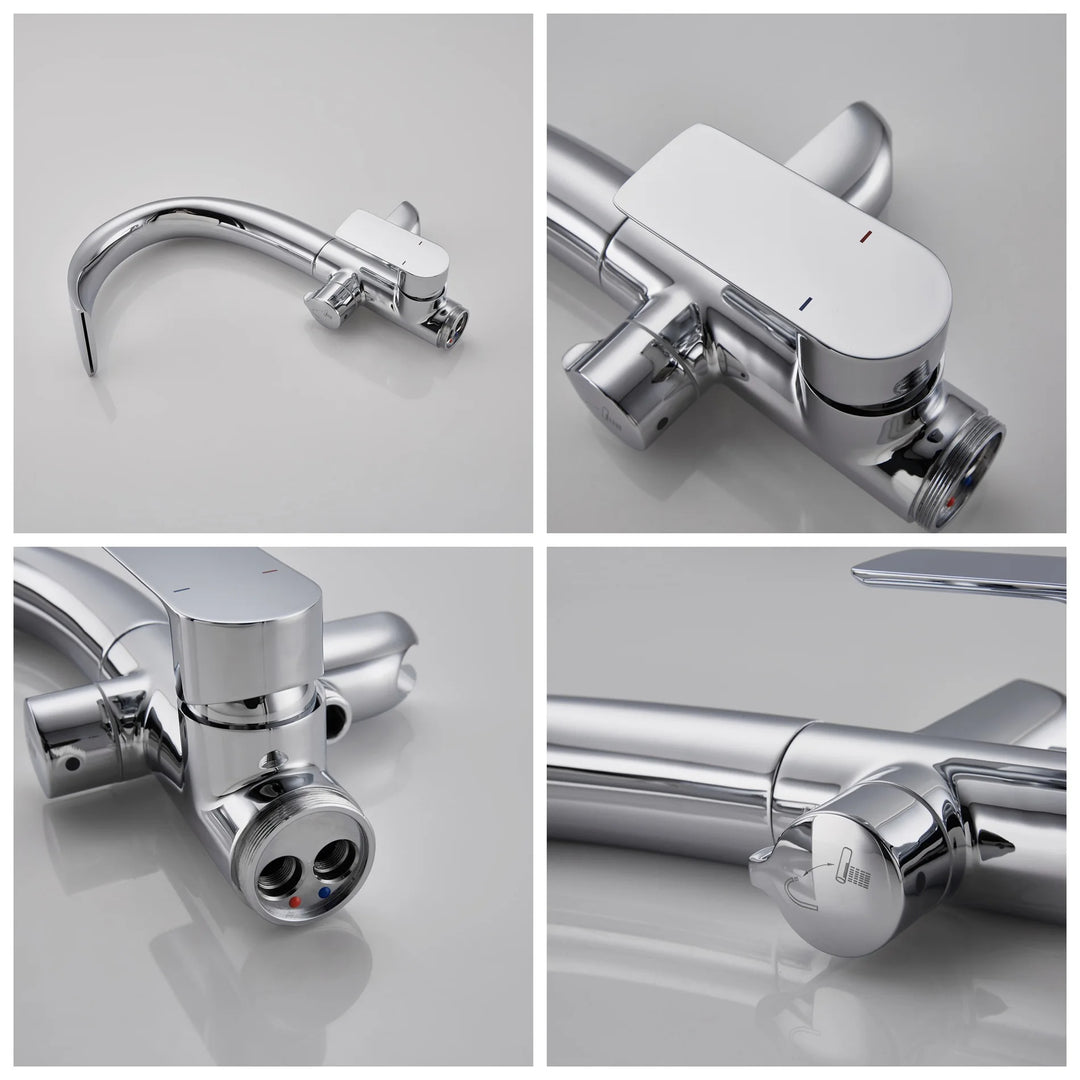 Floor Stand Waterfall Bathtub Faucet Solid Brass Bathroom Bathtub Water Mixer with Hand Shower in Brushed Rose Gold, Black, Gold