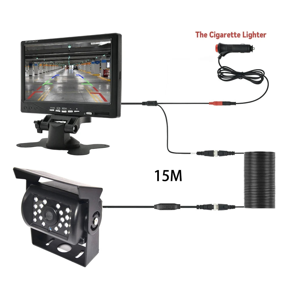 Backup Camera 7" HD TFT LCD Vehicle Rear View Monitor Waterproof Back Up Camera Night Vision for Truck RV