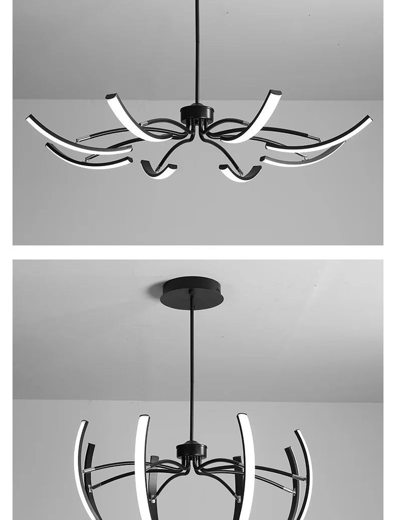 NEO Gleam Black/Gold DIY Modern led Chandelier bedroom study Living Room Suspension luminaire Hanging Chandeliers