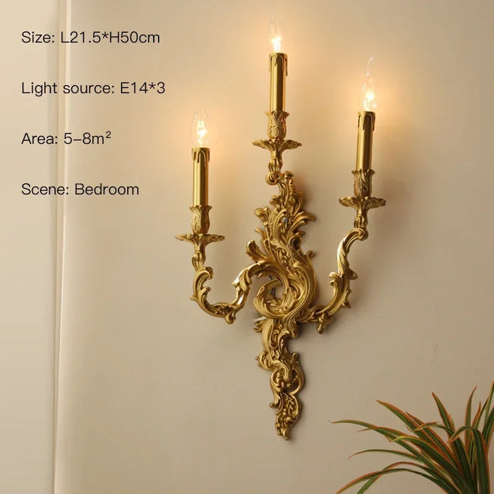 Nordic Copper Wall Lamps Living Dining Room Bedroom Bedsides Lights Corridor Retro Loft Villa Home Decor