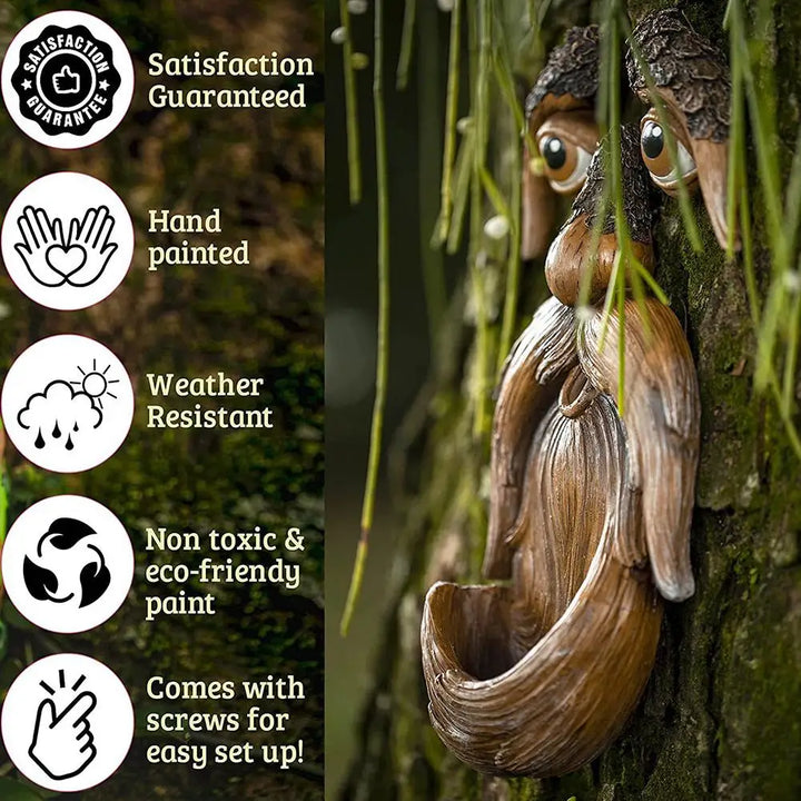 Tree Monster Bird Feeder Outdoor Courtyard Yard Garden  Whimsical Tree Hugger Sculpture