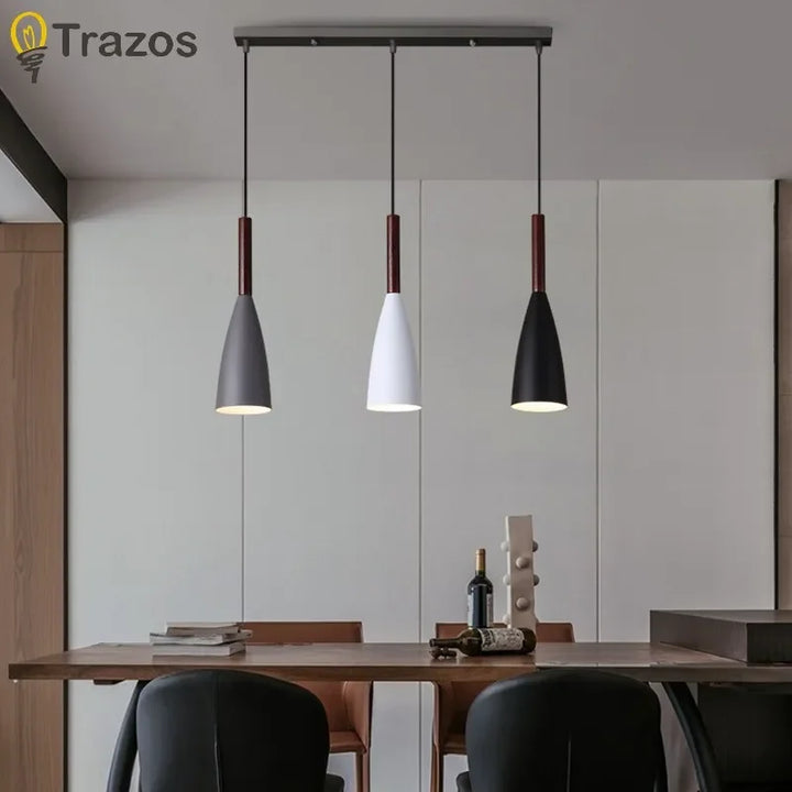Nordic Style Simple Modern Single Head Three Head Home Black and White Gray Restaurant Lamp Bedroom Lamp Bar Small Chandelier