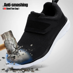 LARNMERN Men's Safety Shoes Steel Toe Construction Protective Footwear Lightweight 3D Shockproof Work Sneaker Shoes For Men