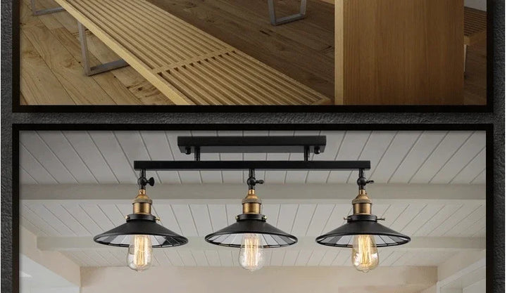 Vintage Industrial Black Iron Adjustable Ceiling Light with Mirror Glass Shade 3XE27 Edison Bulbs for Dining Room Home Decor DIY