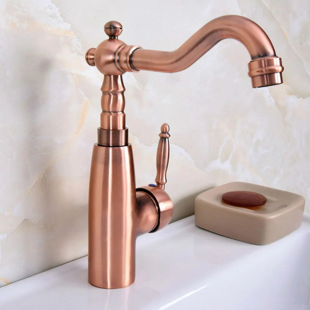 Bathroom sink faucet cold and hot bathroom faucet Antique Red Copper faucet mixer Nnf630