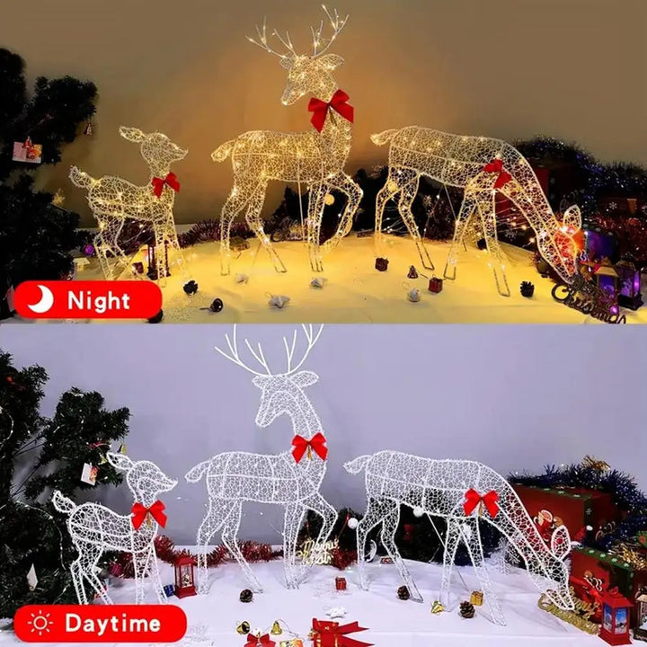 LED Light Iron Art Elk Deer Lighted Christmas Deer Glowing Glitter Reindeer Christmas Garden Decor Xmas Home Outdoor Yard Decor