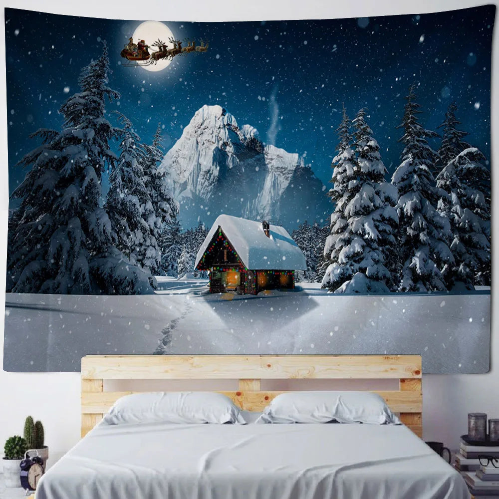 Christmas decoration tapestry, wall hanging, reindeer, Bohemian style, hanging on the wall, room decoration