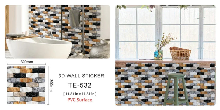 10/20PCS Imitation Brick Tile cobblestone Wall Stickers Water and Oil Proof for Kitchen Restaurant Tea room Relaxation area etc.