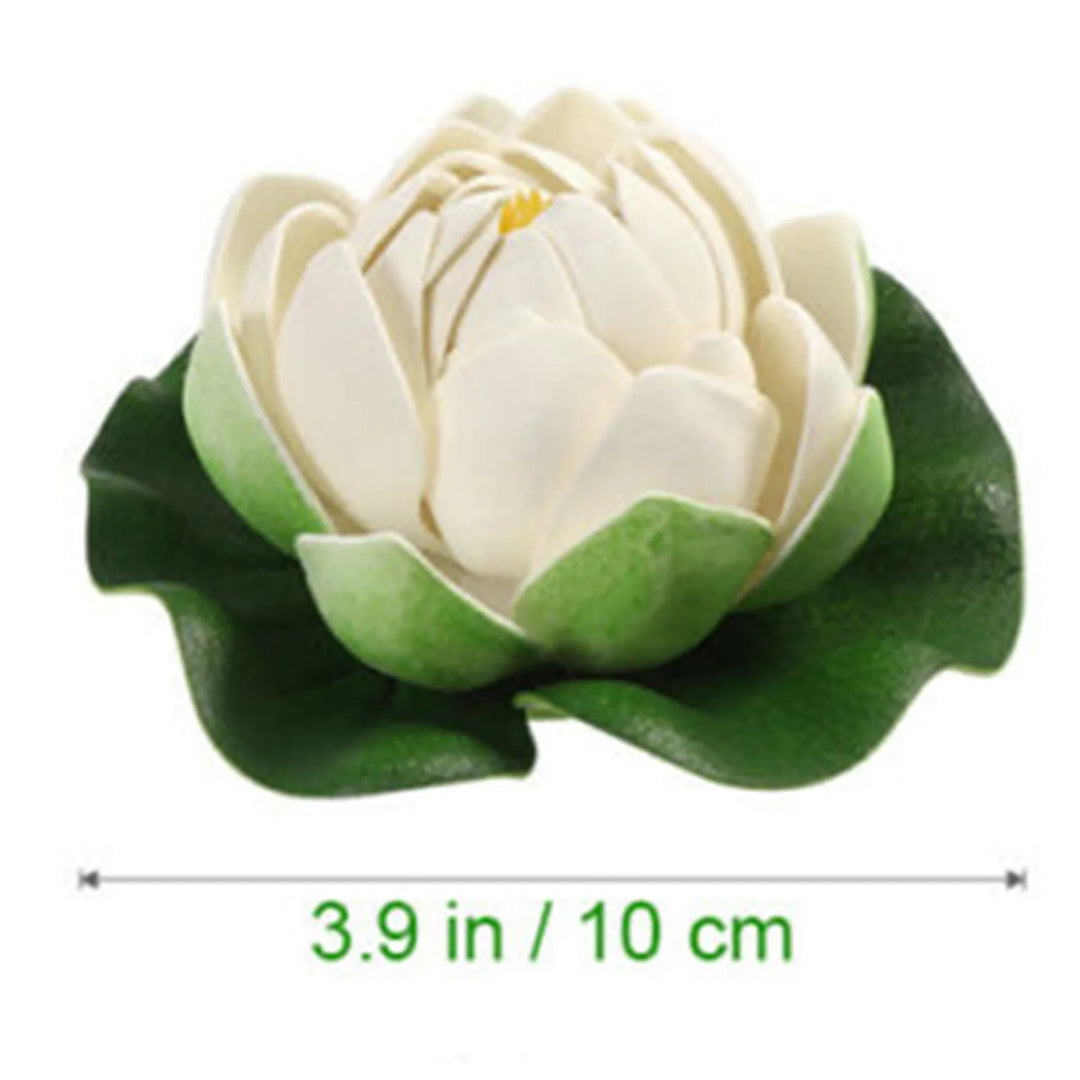 6PCS Lotus Artificial Flower Floating Fake Lotus Plant Lifelike Water Lily Micro Landscape for Pond Garden Decor