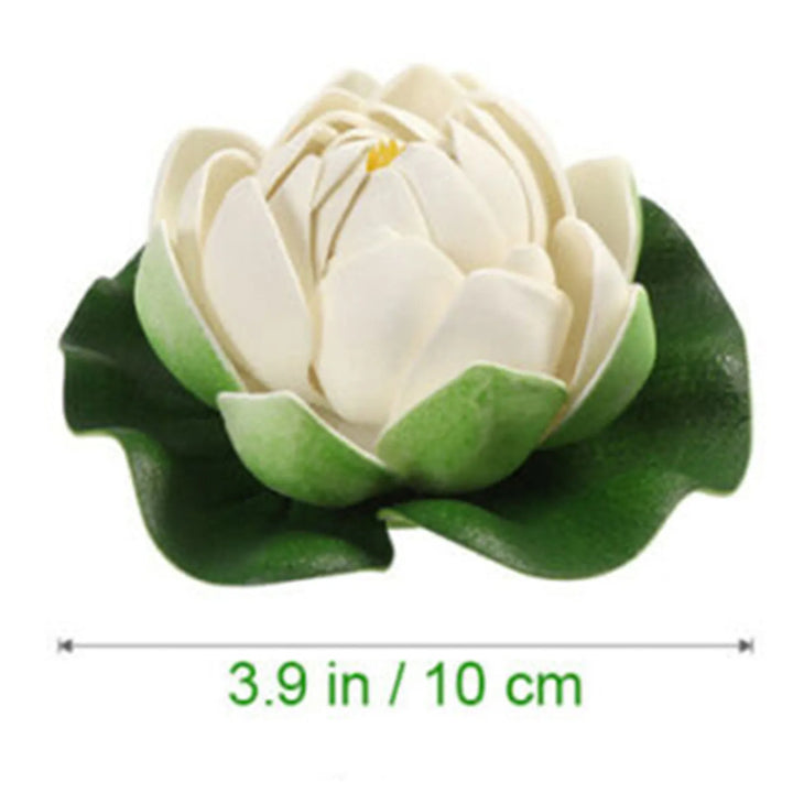 6PCS Lotus Artificial Flower Floating Fake Lotus Plant Lifelike Water Lily Micro Landscape for Pond Garden Decor