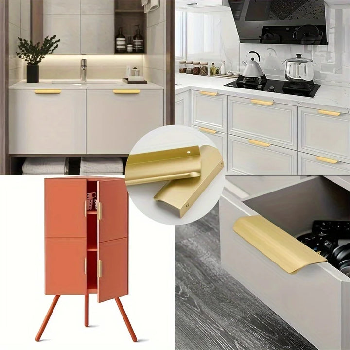 Hidden Handles for Furniture Kitchen Cabinet Handles Wardrobe Cupboard Drawer Knobs Aluminum Alloy Furniture Handles Hardware