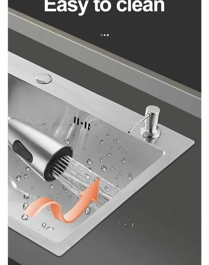Thickened 304 Stainless Steel Single Sink Kitchen Sink Undermount Dishwashing Trough