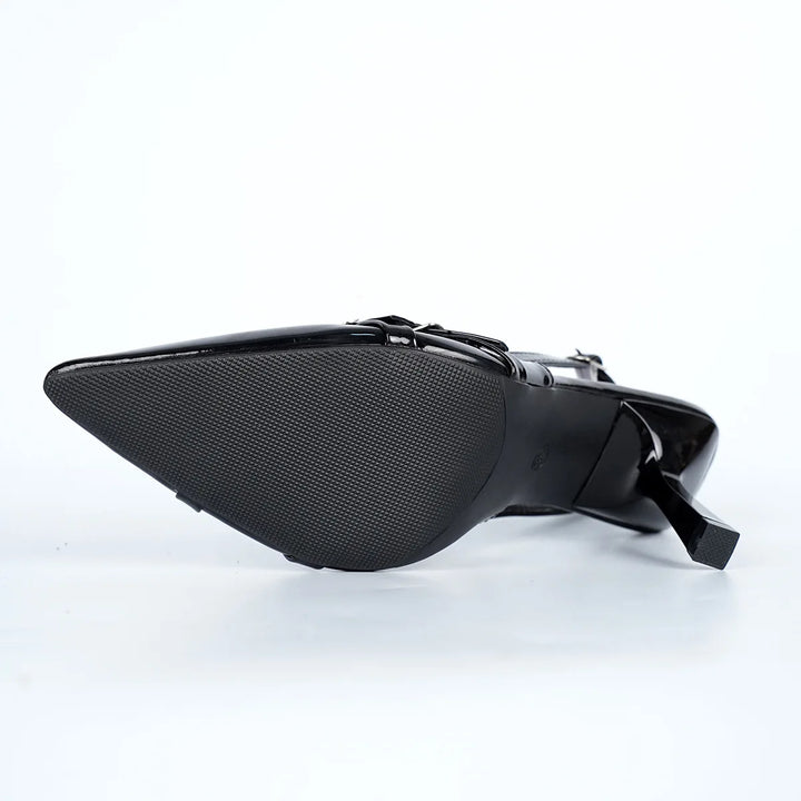 Pointed Toe Shallow Mouth New High-heeled Shoes Summer Elegant Buckle Decorated Stiletto Black Women's Shoes