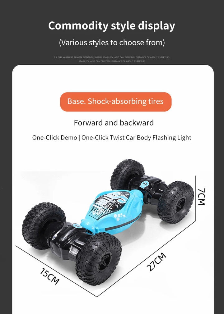 4WD stunt remote control car LED lights watch induction twist music 360° rotation off-road climbing children's toys Holiday gift
