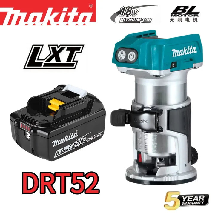 Makita DRT52 Cordless Woodworking Trimmer 18V Slotting Multi-function Electric Wood Milling Woodworking Trimmer 18V Battery