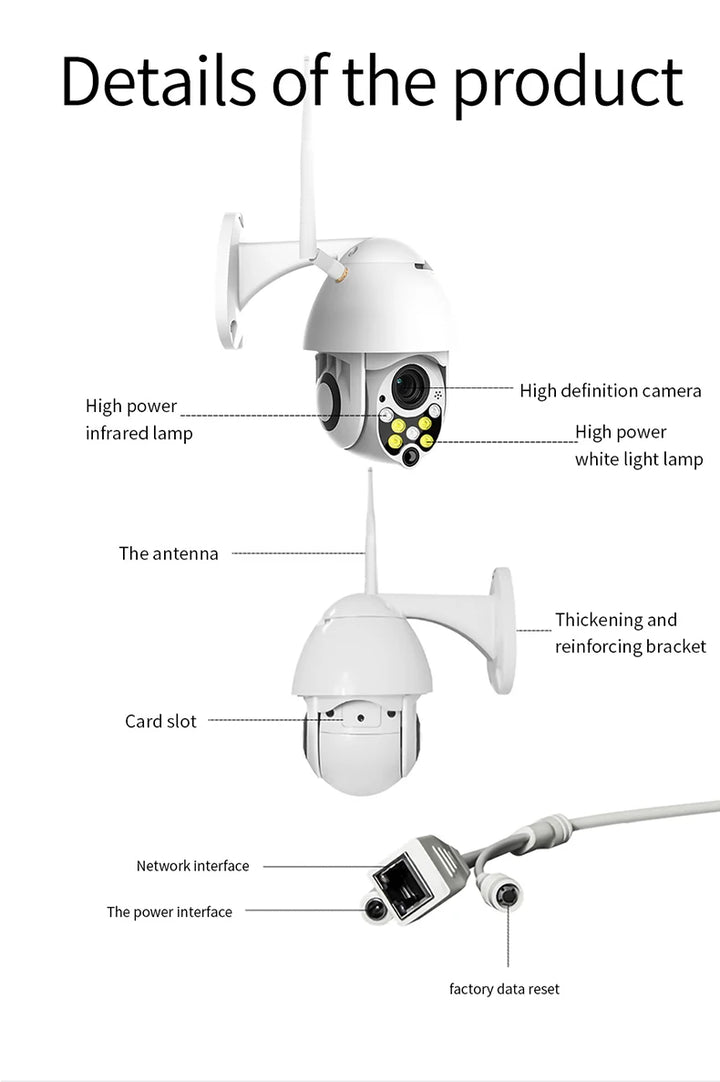 YCC365 Plus WIFI Camera Wireless Outdoor IP Security Protection Two Way Audio 1080P PTZ Tilt Speed Dome Surveillance CCTV Camera