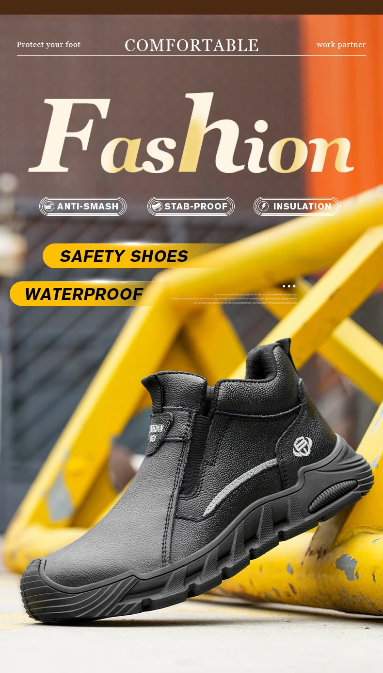 Insulated 6KV Plastic Toe Men's Safety Shoes Anti-impact Puncture-Resistant Work Boots Durable Labor Protection Footwear