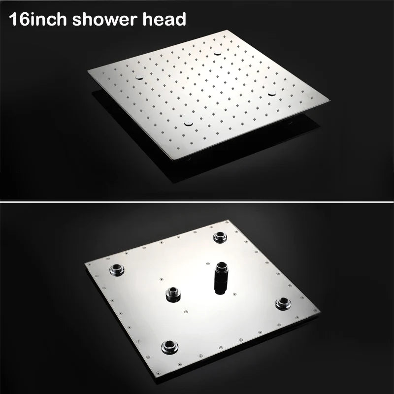 hm Modern LED Shower Set 20Inch Ceiling Mist Rainfall Shower Head System Bathroom Thermostatic Shower Faucets Massage Body Jets