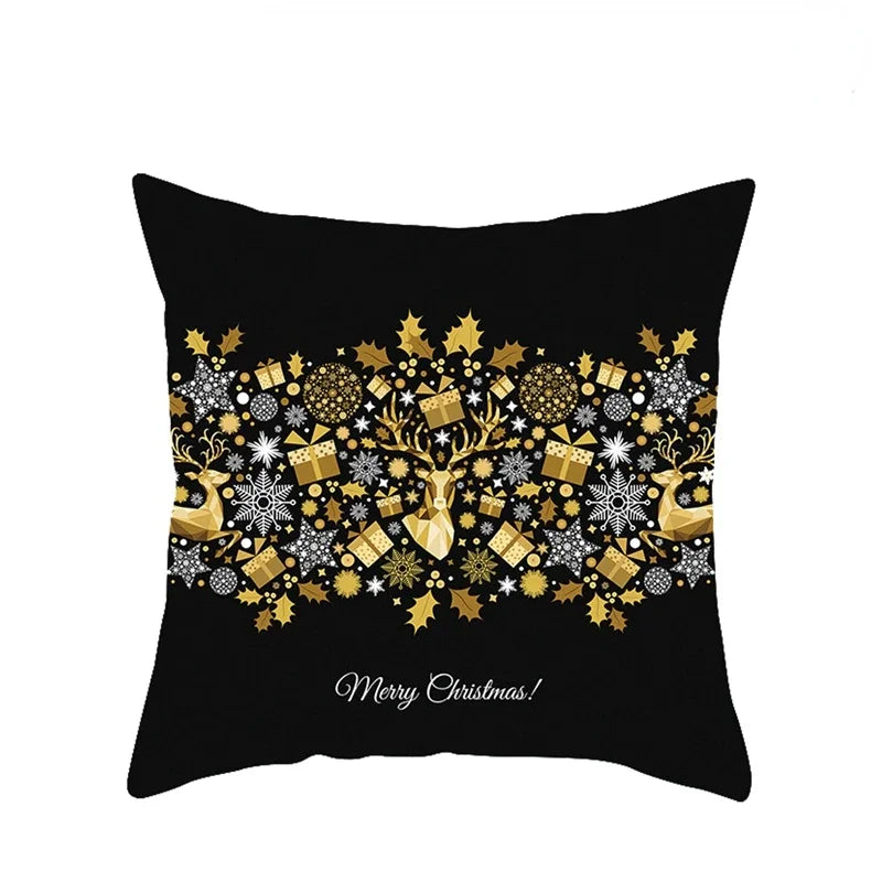 1pcs/set Christmas Black Gold Cushion Cover Merry Christmas Decorations for Home