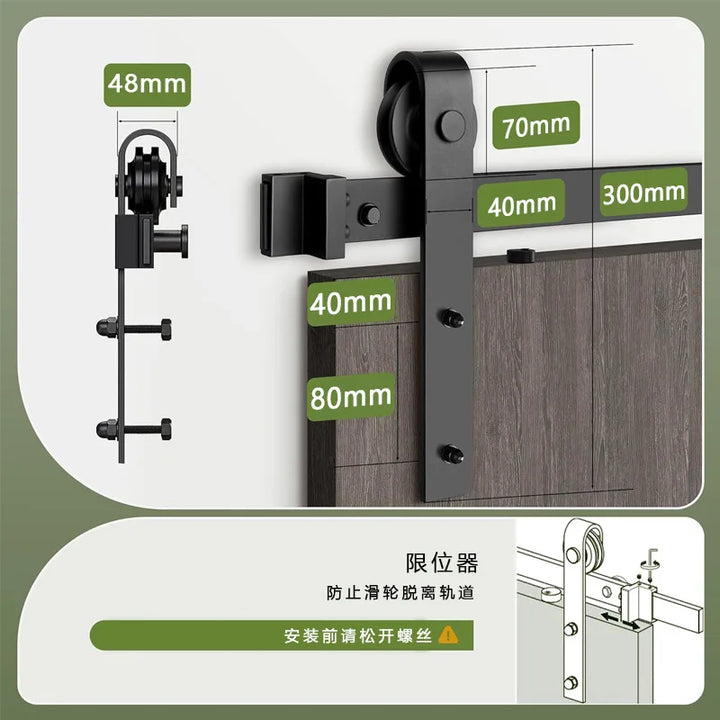 Barn door hanging rail complete set of hardware accessories guide rail for home sliding door slide rail hanging wheel
