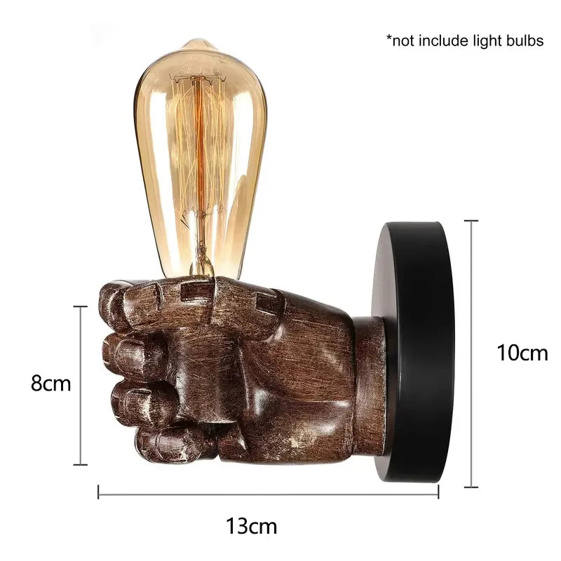 Vintage Wall Lamp Resin Fist lights For Bar Restaurant Coffee Shop Decoration Wall light Left Right Hand Indoor Lighting E27