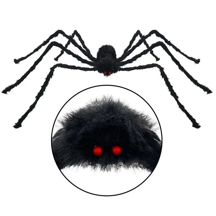 Halloween Big Plush Spider Horror Halloween Decoration Party Prop Outdoor Giant Spider Decor 30-200cm Chamber Prank Black Spider