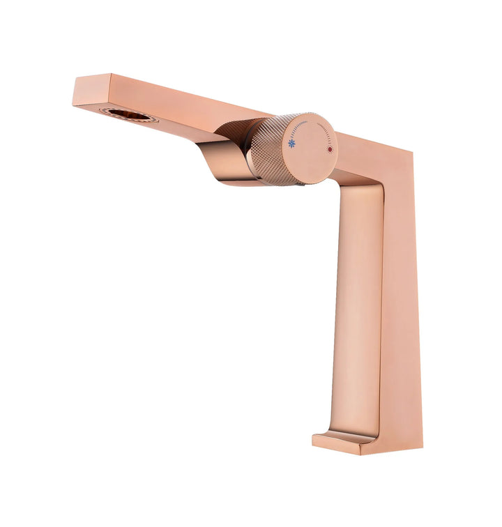 Luxury brass rose gold bathroom faucet with simple design, one hole single handle cold and hot dual control basin Tap