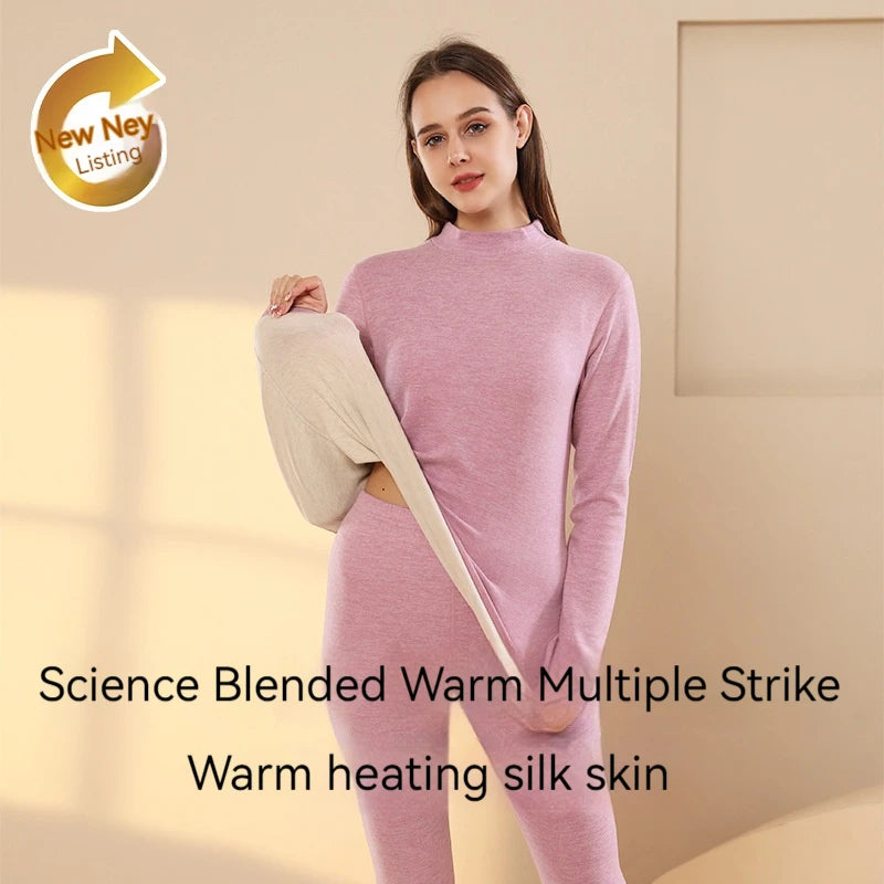 Autumn Winter New Men's Cashmere Silk Soft Comfortable Warm Underwear with Thickened Plush Set for Men Women Thermal Clothing
