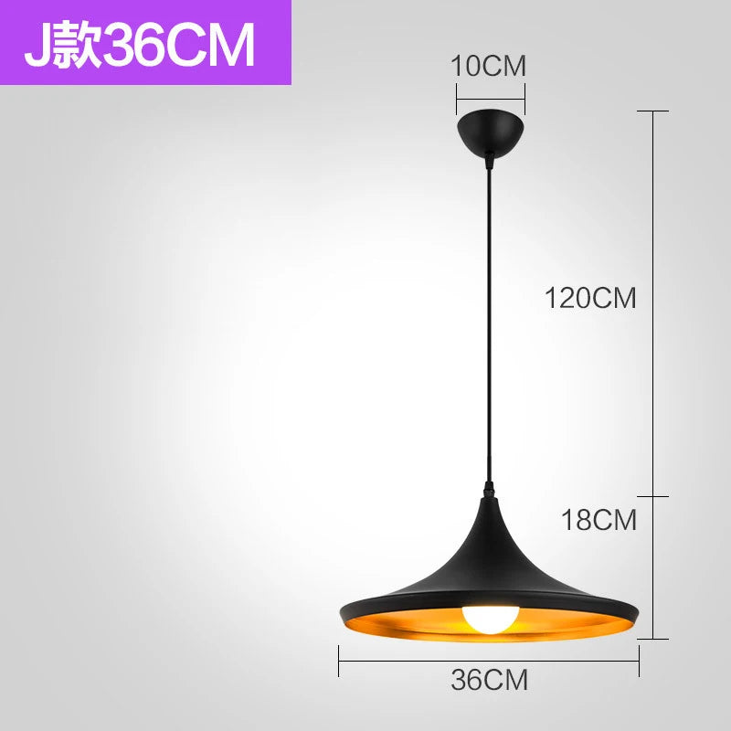 Nordic Retro Industrial Black Ceiling Pendant Lamp E27 for Restaurant Dining Table Bar Decorative Lighting Fixture